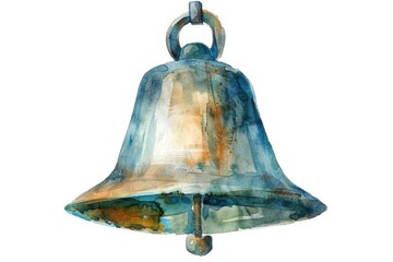 Poster - Watercolor illustration of a single bell against a white background, suitable for various design and composition projects