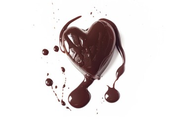 Canvas Print - A heart-shaped piece of chocolate covered in melted chocolate, perfect for romantic occasions or as a sweet treat