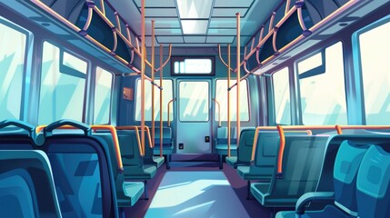 Poster - Bus with blue interior and orange seats