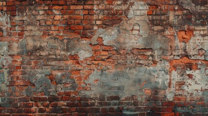 Wall Mural - Distressed Red Brick Wall Texture with Copy Space