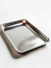 Canvas Print - Silver pan sits on white surface