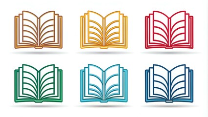 Wall Mural - Book icons set, logo isolated on white background, vector illustration.