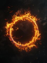 Poster - Circle of fire with smoke and ash surrounding it