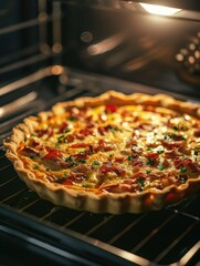 Canvas Print - Pizza is baking in oven