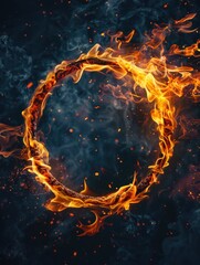 Sticker - Circle of fire with smoke and ash surrounding it