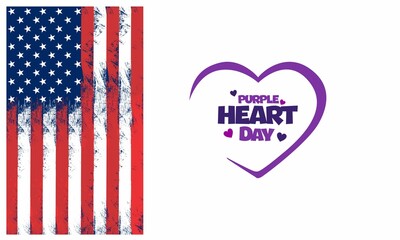 Canvas Print - purple heart day background design with american flag   suitable for background design for military purple hearth day