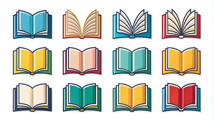 Wall Mural - Book icons set, logo isolated on white background, vector illustration.