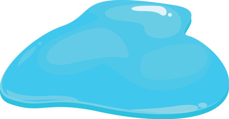 Poster - Cartoon puddle of bright blue liquid spreading on a surface