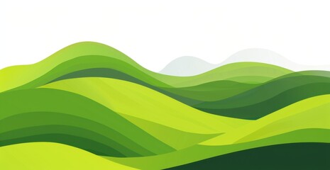 Poster - simple green hill, white background, simple shapes generative ai