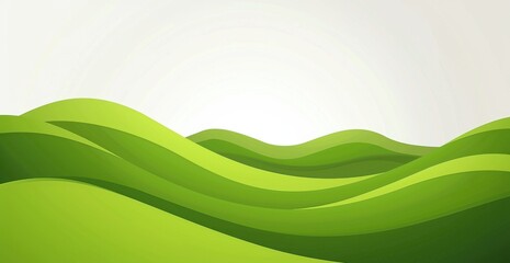 Poster - green background, white space green waves, green hills, simple shape of hill with green grass, white