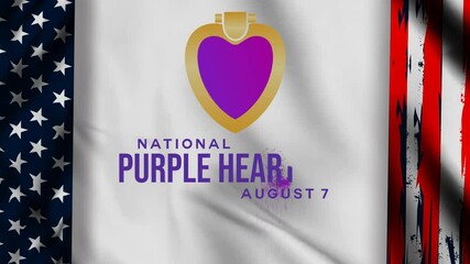 Canvas Print - Animated purple heart day  with american flag suitable for background design for military purple hearth day