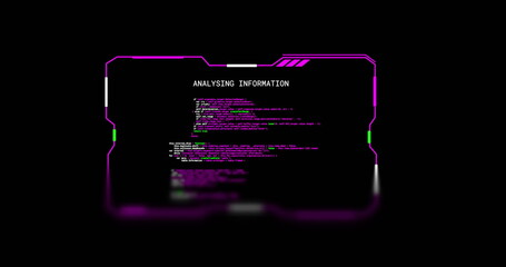 Poster - Image of analysing information of text data file on black background