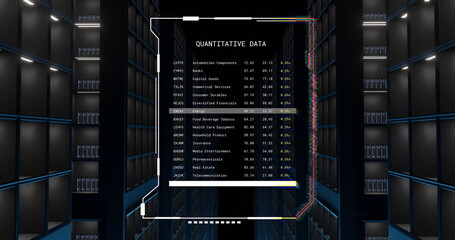 Poster - Image of quantitive data file processing over dark computer server room