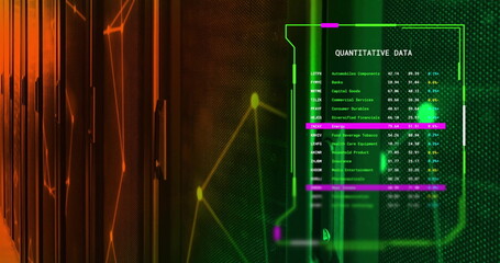 Poster - Image of interface processing quantitative data over glowing networks and dark servers
