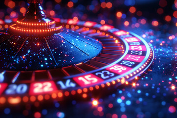 Casino roulette wheel with a ball spinning around, symbolizing the excitement and chance of gambling