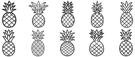 Wall Mural - Pineapple natural food icon. Freshness sweet art vector design.