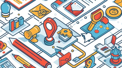 Poster - Isometric Illustration of Business Strategy and Planning.