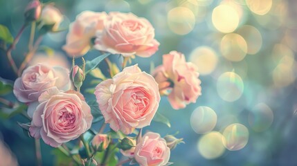 Wall Mural - Vintage Instagram effect applied to soft focused background with rose flowers