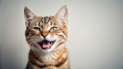 Wall Mural - Happy and cute cat laughing, Happy, cute, cat, laughing, funny, adorable, pet, feline, animal, whiskers, joyful, humor