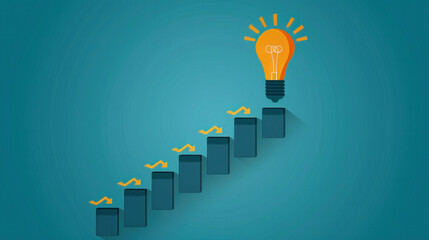 Poster - a light bulb is on top of a stack of books, representing the idea of a bright idea or a new concept