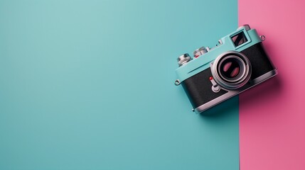 Wall Mural - Classic DSLR camera on solid background