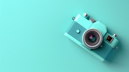 Poster - Classic DSLR camera on solid background