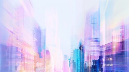 Wall Mural - Abstract Cityscape with Glassy Towers and Vibrant Colors