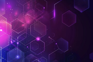 Poster - Abstract background with hexagons and digital technology, style of purple blue gradient color.