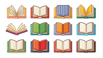 Wall Mural - Book icons set, logo isolated on white background, vector illustration.