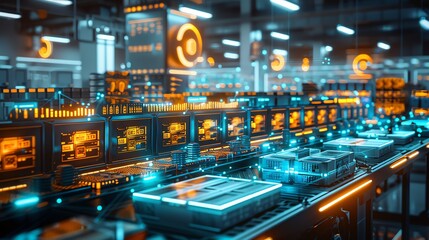 Leinwandbilder - Futuristic factory production line.