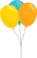 Wall Mural - Three colorful balloons are floating on a white background, perfect for party or celebration visuals