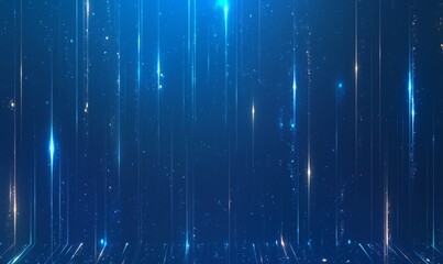 Blue background with vertical lines of light and sparkles,  an elegant and modern presentation  background.