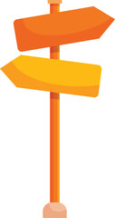 Poster - Two blank orange arrows pointing in opposite directions on a wooden signpost, isolated on white