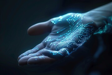 Poster - A hand with blue circuitry on it