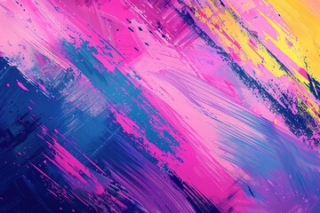 Poster - A colorful painting with a blue and pink stripe