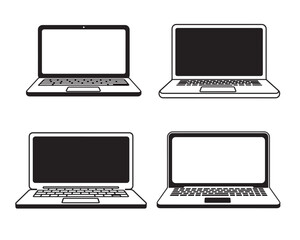 Fototapete - set of laptop silhouette, icon, vector illustration