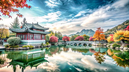 Poster - chinese temple in the park