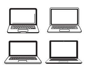 set of laptop silhouette, icon, vector illustration