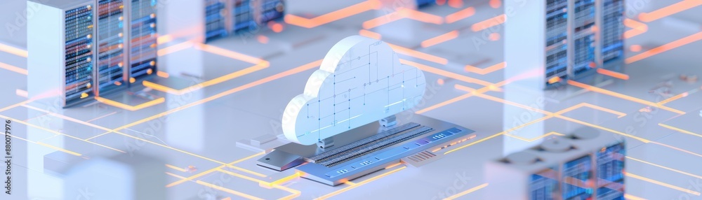 Futuristic cloud computing infrastructure with digital nodes and data ...