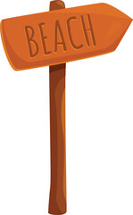 Poster - Wooden signpost with an arrow pointing to the right, showing the way to the beach