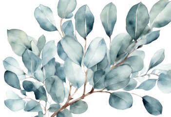 print illustration background watercolor symbol tree baby hand branch botanical card white element painted floral eucalyptus florist treebranch olated flora blue decoration