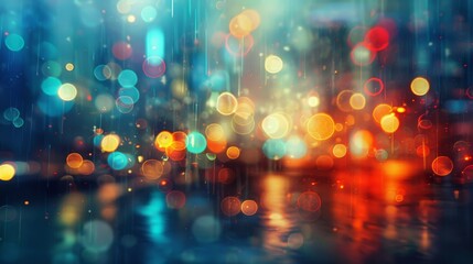 Canvas Print - A blurred cityscape at night with colorful lights creating a bokeh effect.