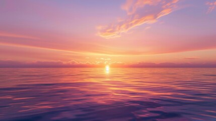 Poster - A calming sunset scene with a gradient sky transitioning from orange to purple.
