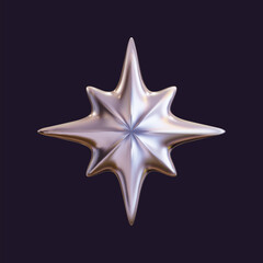 Wall Mural - 3d holographic star with a reflective sheen. chrome metallic design element with a retro futuristic 