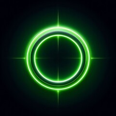 Wall Mural - abstract light circles swirl with a green glow isolated black background