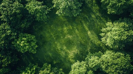 Wall Mural - A lush green forest with trees and grass