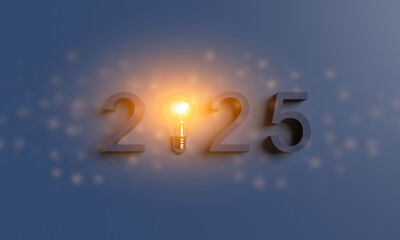 2024 2025 2026 time number year lightbulb lamp orange yellow flare bright happy new year start beginning winter season december month merry christmas xmas celebration business strategy holiday event 