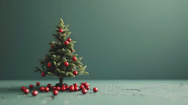Christmas tree decorated with ornaments and a star, symbolizing holiday celebration and winter season