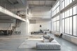 © Amni - Modern Loft Interior with Large Windows and a Staircase