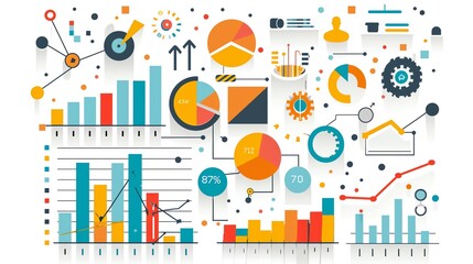 Fototapete - Abstract chart with graph and numbers.